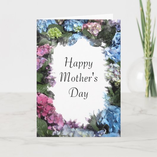 Hydrangea Flower Frame Happy Mothers Day Kaart (Voorkant)