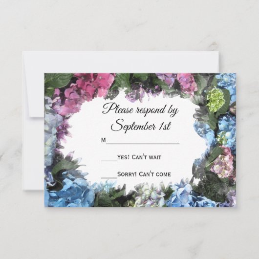 Hydrangea Flower Lijst Wedding RSVP (Voorkant)