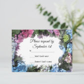 Hydrangea Flower Lijst Wedding RSVP (Staand voorkant)