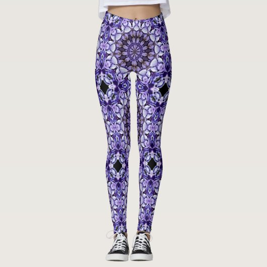 Hydrangea Flower Petals Abstract kunstpatroon Leggings (Voorkant)