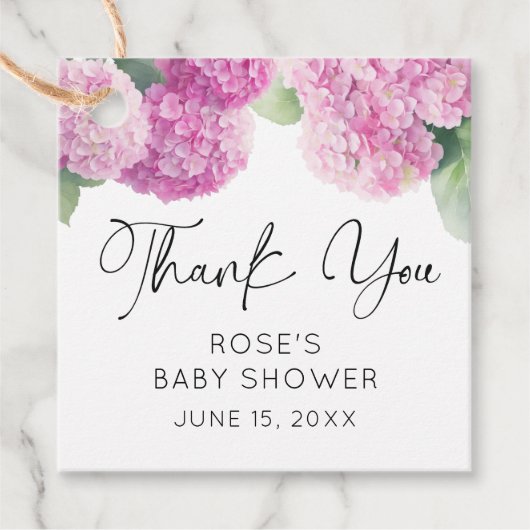Hydrangea Flowers Baby shower Bedankt Bedankjes Labels (Voorkant)