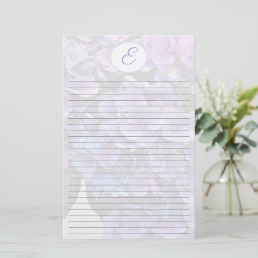Hydrangea Flowers Bckground Monogram Initiaal Briefpapier (Staand voorkant)