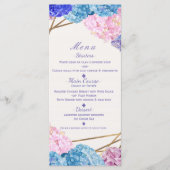 Hydrangea Flowers & Gold Spring Wedding Menu Card (Voorkant)
