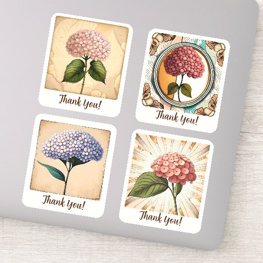 Hydrangea Flowers Groovy Retro Personalized Sticker (Detail)