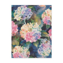 Hydrangea Flowers Waterverf Patroon Blank