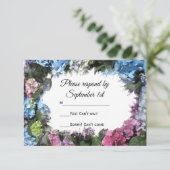 Hydrangea Flowers Wedding RSVP Response Kaartje (Staand voorkant)