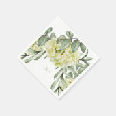 Hydrangea Foliage Mint Monogram Cocktail servetten (Hoek)