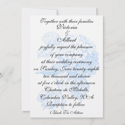 Hydrangea FORMELE WEDDINGINVITATIE Kaart (Voorkant)