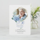 Hydrangea Frame Photo Anniversaire Invitation (Debout devant)