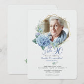 Hydrangea Frame Photo Anniversaire Invitation (Devant / Derrière)