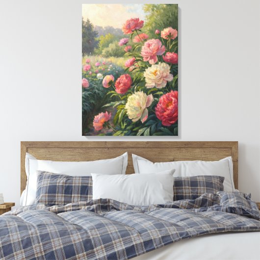 Hydrangea Garden Path Sunlight Print. Canvas Afdruk (Insitu (Slaapkamer))