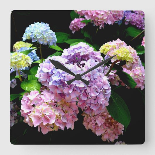 Hydrangea Garden Vierkante Klok (Voorkant)