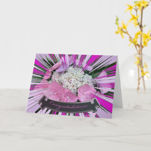 Hydrangea Gefeliciteerd Kaart (Gele Bloem)