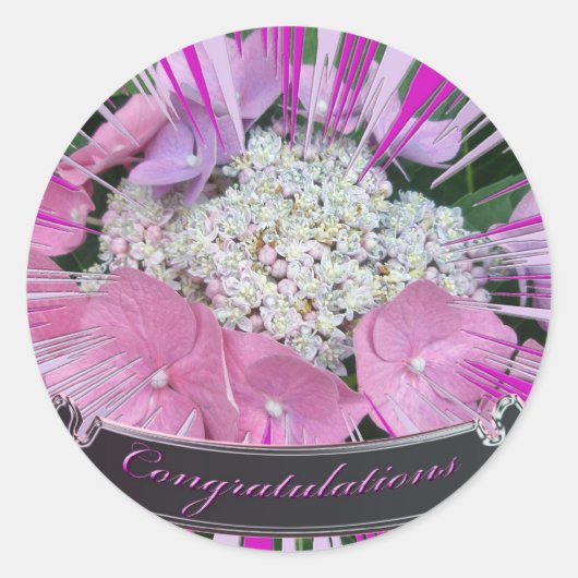 Hydrangea Gefeliciteerd Stickers (Voorkant)