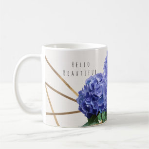 Hydrangea & Goud Elegante Gebloemde Gepersonalisee Koffiemok