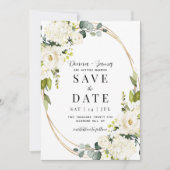 Hydrangea & Groen Bruiloft Save The Date (Voorkant)