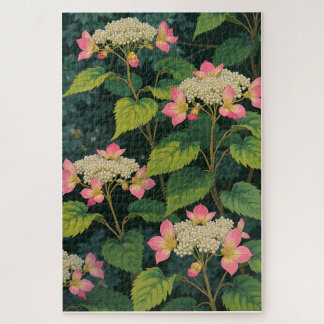 Hydrangea Harmony – Retro Japanse Bloemen JiPuzzel Legpuzzel