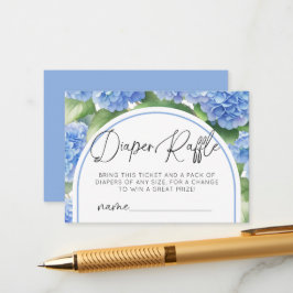 Hydrangea Het is een Boy Diaper Raffle Baby shower Informatiekaartje