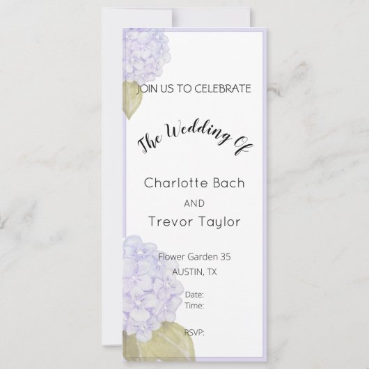 Hydrangea-hoeden van Violet Blue Kaart (Achterkant)