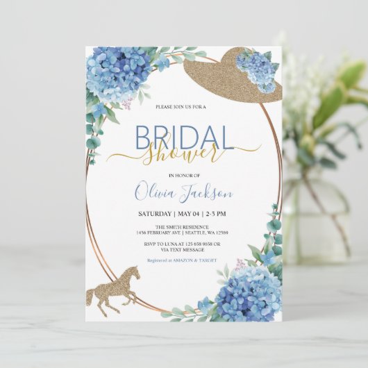 Hydrangea Horse Racing nuptiale Douche invitation (Debout devant)
