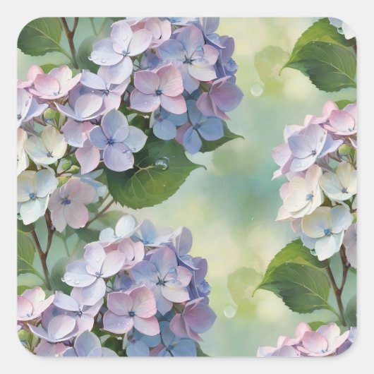 Hydrangea, Hortensia bloem Vierkante Sticker (Voorkant)