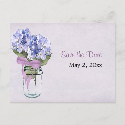 Hydrangea in een Mason Jar - Save the Date Briefka Aankondigingskaart (Voorkant)