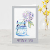 Hydrangea in Jar Waterverf 5x7 Folded Kaart (Gele Bloem)