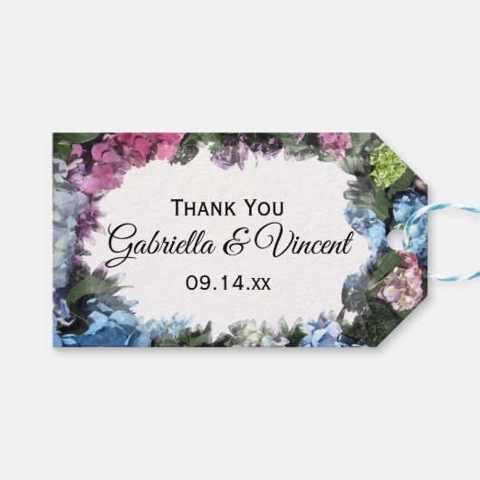 Hydrangea Lijst Weddenschap Labels Cadeaulabel (Voorkant (Horizontaal))
