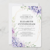 Hydrangea Lila Floral Geometric Memorial Kaart (Voorkant)