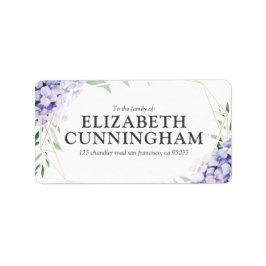 Hydrangea Lila Floral Geometric Return Address Etiket