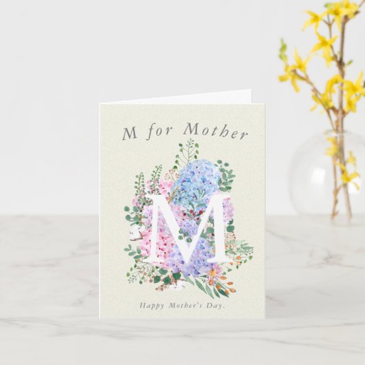 Hydrangea M voor moeder Moederdag Kaart (Gele Bloem)