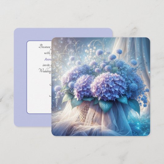Hydrangea mand voor bruiloft gelofte vernieuwing kaart (Voorkant / Achterkant)