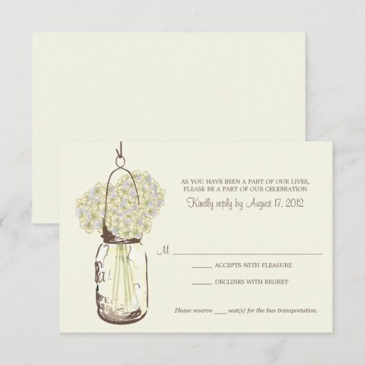 Hydrangea & Mariage RSVP au Pot Mason (Devant / Derrière)