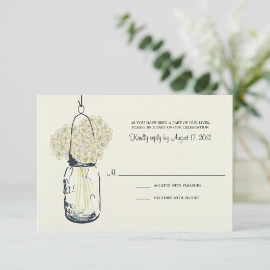 Hydrangea & Mariage RSVP Pot Mason (Debout devant)