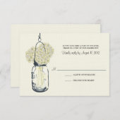 Hydrangea & Mariage RSVP Pot Mason (Devant / Derrière)