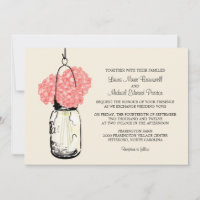 Hydrangea & Mason Jar Invitations de mariage