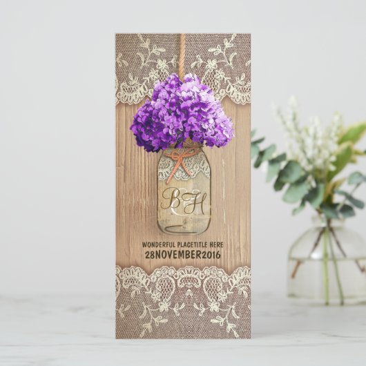 hydrangea mason jar programmes de mariage rustique (Debout devant)