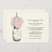 Hydrangea & Mason Jar Vrijgezellenfeest Kaart (Voorkant / Achterkant)