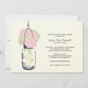 Hydrangea & Mason Jar Vrijgezellenfeest Kaart