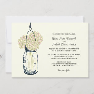 Hydrangea & Mason Jar Wedding Invitations Kaart