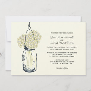 Hydrangea & Mason Jar Wedding Invitations Kaart