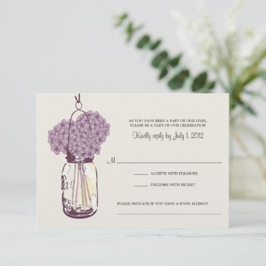 Hydrangea & Mason Jar Wedding RSVP (Debout devant)