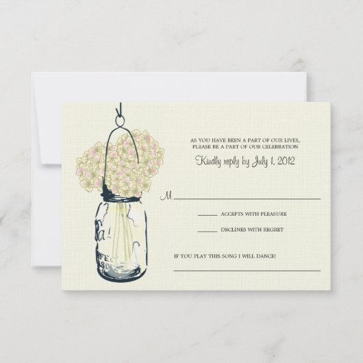 Hydrangea & Mason Jar Wedding RSVP (Devant)