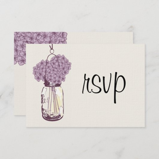 Hydrangea & Mason Jar Wedding RSVP (Devant / Derrière)