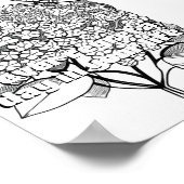 Hydrangea met Vlinder Kleurplaat Printable Poster (Hoek)