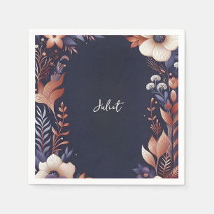 Hydrangea Metallic Puur Navyblauw Bruidsdouche Servet