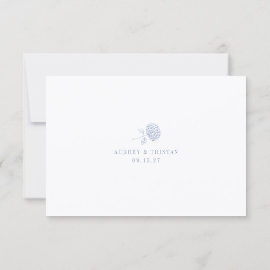 HYDRANGEA Minimalist Wedding QR Code RSVP Card (Dos)