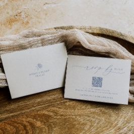 HYDRANGEA Minimalist Wedding QR Code RSVP Card Kaartje