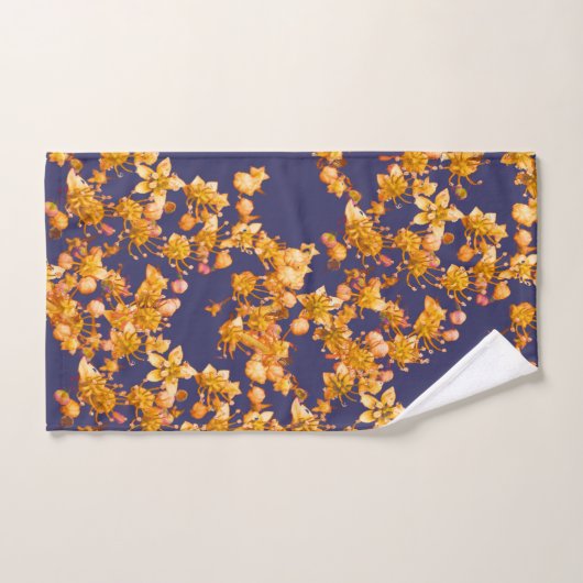 Hydrangea Navy et Orange (Serviette à main)