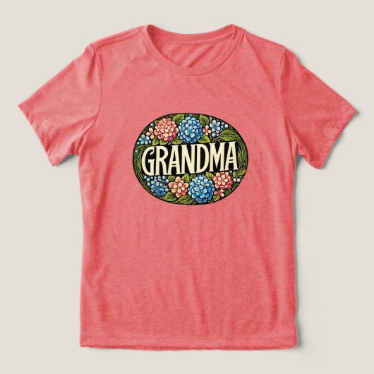 Hydrangea oma Tri-Blend shirt (Design voorkant)